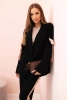 Damenanzug mit Viskose – Blazer mit Revers und Hose mit schwarchem Streifen schwarz