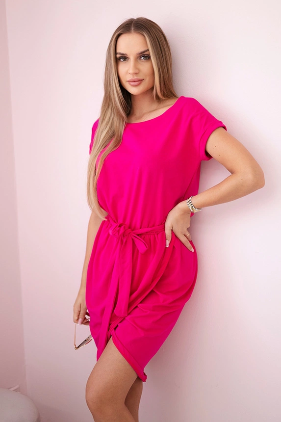 Stufenkleid mit Umschlag unten fuchsia