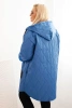 Plus Size women's quilted jacket with a hood and the inscription HOPE light denim
