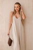 Muslin dress with straps dark beige