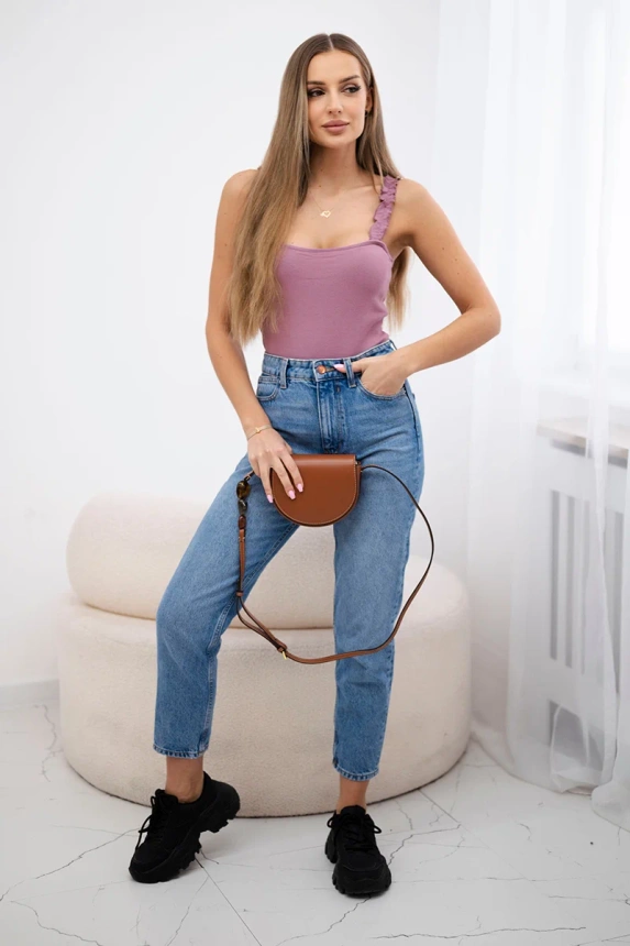 Trägerloser Bodysuit dunkelrosa