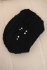 Women's wool winter hat with decorative crystals K399 black