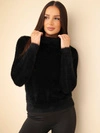 Damenpullover mit Rollkragen und langen Ärmeln schwarz
