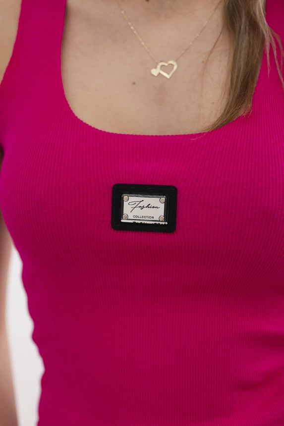 Gerippte Bluse mit fuchsiafarbenem Glitzer