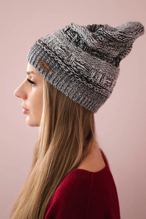 Čapica s fleece Patrycja K254 čierna + šedá