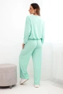 Damen-Set aus Viskose mit einem Anhänger-Bluse und weiten Hosen mintgrün