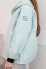 Women's spring quilted jacket with a hood and zipper light mint