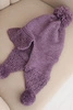Women's winter cap with wool, visor, and pom-poms K475 purple