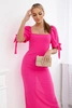 Dress ruffled at the back with tied sleeves pink