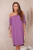 Dress with a longer back and a tie on the sleeves plum