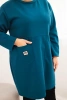 Sukienka damska Plus Size masełko z kieszenią i rękawem 3/4 morska