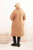 Plus Size women's coat with wool and a large collar camel