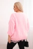 Women's set with a V-neck sweater and a viscose blouse with a lace bottom candy pink