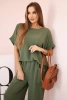 Set aus Viskose Bluse + Hose khaki