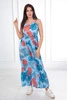 Šaty s motivem listů v modré barvě