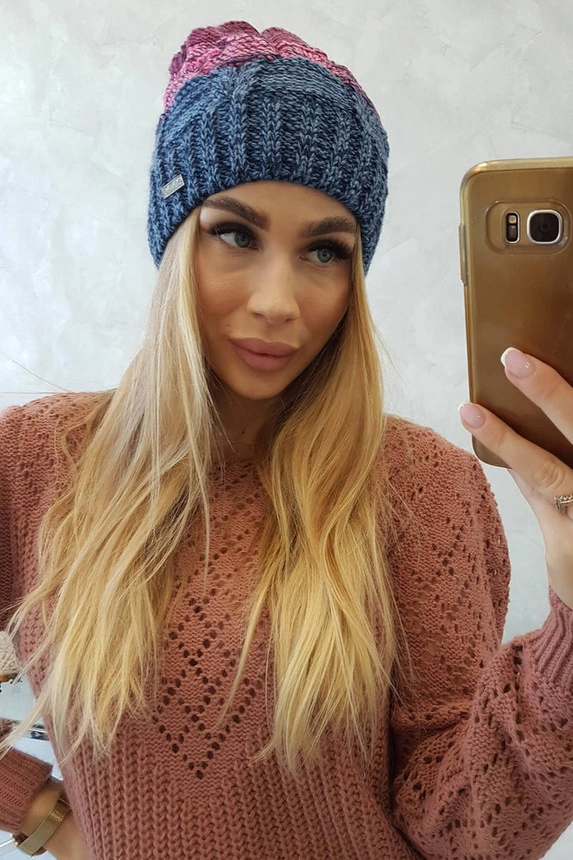 Fleecová čepice Dolores K303 denim+růžová+tmavě fialová