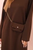 Women's Plus Size viscose dress with a chain bag brown
