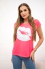 Blouse with lips print pink neon