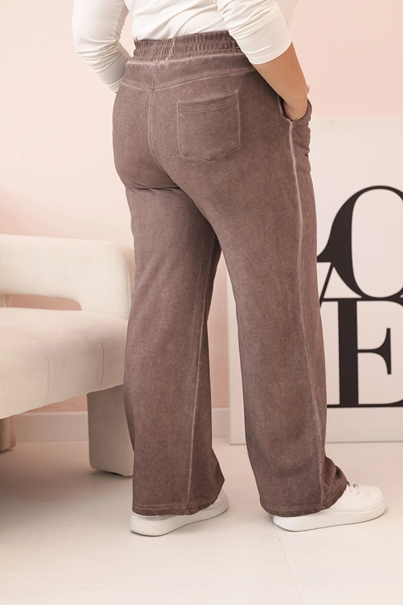 Plus Size women's pants with viscose, wide leg and elastic waistband fango