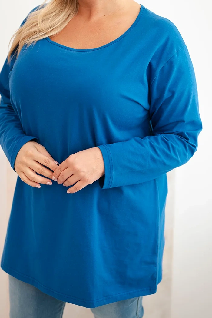 Dámská blůza Plus Size s lodičkovým výstřihem chabrová
