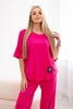 Cotton set blouse + trousers fuchsia