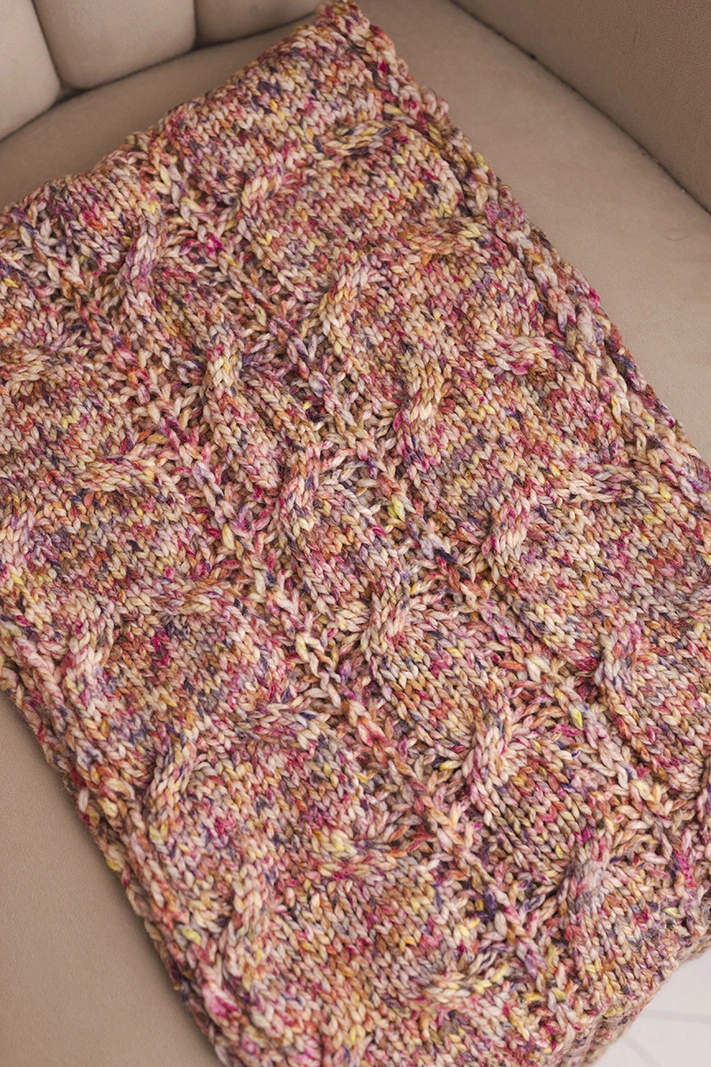 Damen Wollmischung dicker Winterwickler KN24 rosa+gelb
