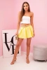 Women's skirt shorts with pleats and belt yellow