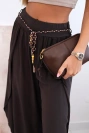Women's viscose trousers with leg slit brown