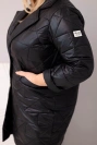 Dámska bunda Plus Size prešívaná s ozdobnými gombíkmi a golierom čierna