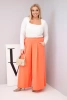 Plus Size women's cotton pants with wide legs and loose fit apricot