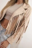 Women's suede jacket with fringes camel