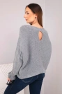Women’s mohair sweater with gathered sleeves and a back cutout dark gray