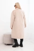 Plus Size women's coat made of viscose without fastening with pockets beige
