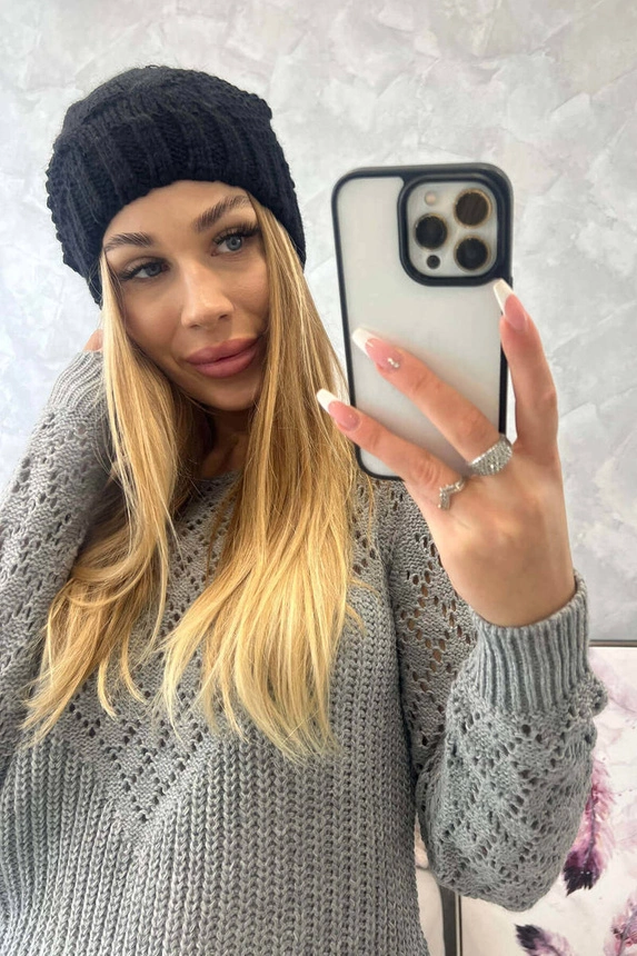 Čapica s fleece Justyna K253 čierna