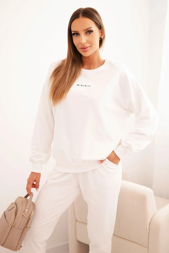 Women's cotton set with Minimal print ecru