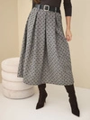 A skirt women's flared with viscose blend and belt gray
