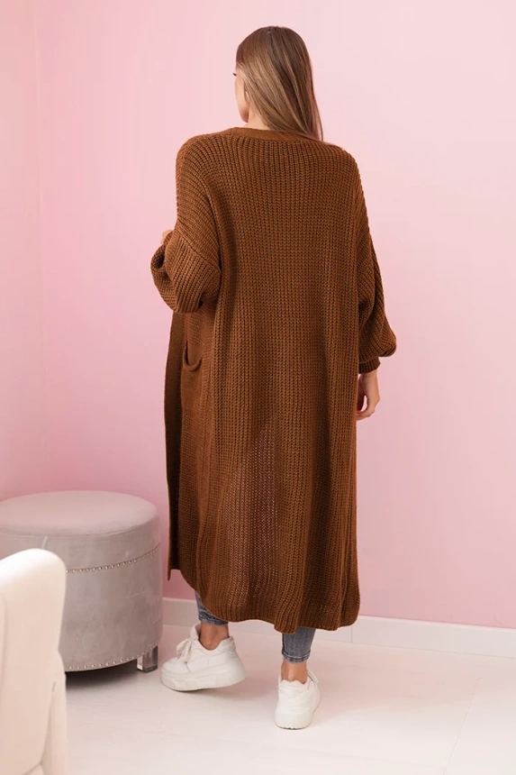 Sweater long cardigan light brown