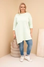 Dámska sukňa Plus Size z viskózy s voľným strihom a dlhým rukávom mätová