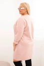 Dámska sukňa Plus Size maslo s vreckom a rukávom 3/4 pudrová ružová