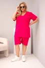 Dámsky bavlnený komplet Plus Size s blúzkou a šortkami fuchsiová