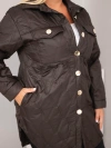 Women's Plus Size Quilted Jacket with Collar and Pockets brown