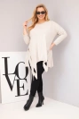 Dámská bavlněná blůza Plus Size s asymetrickým spodním lemem a výřezy béžová