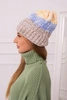 Cap with fleece Dolores K303 dark beige+blue+yellow