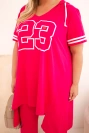 Damen-Baumwollset in Plus Size mit Kapuzenbluse und Hose fuchsia