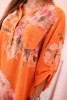 Women's cotton blouse with a floral pattern and buttons - orange