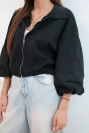 Dámská bavlněná bomber bunda na zip černá