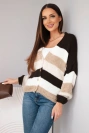 Women's cardigan striped buttoned brown