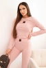 Women's cotton set with long sleeves and leggings powder pink