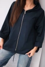 Women's spring jacket with hood and drawstring navy blue
