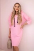 Dress with a hood and a slit on the side pink